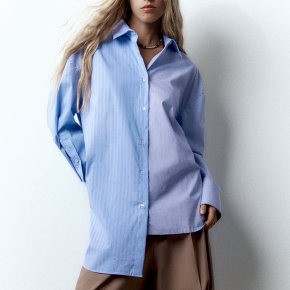 Zara Light Blue Striped Casual Shirt - Picture 2 of 5